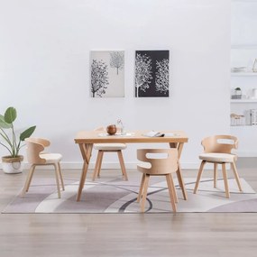 Sedie Da Pranzo 4 Pz İn Legno Curvato E Similpelle Crema /