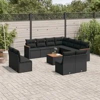 Set Divani da Giardino 12 pz con Cuscini Nero in Polyrattan 3226090