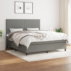 Giroletto A Molle Con Materasso Grigio Scuro 160x200 Cm Tessuto /