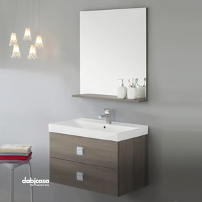 Mobile Bagno Sospeso "Bravo" Da 75 Cm Composto Da Due Cassetti Finitura Rovere Scuro