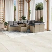 Set Divano da Giardino 10 pz con Cuscini Beige in Polyrattan 3267499