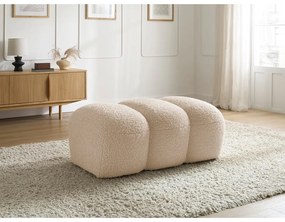 Poggiapiedi beige con rivestimento in bouclé Hippolyte – Bobochic Paris