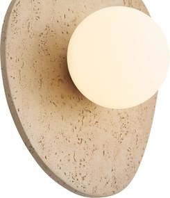 Lampada da parete Japandi in pietra naturale organica con vetro opalino - Josie