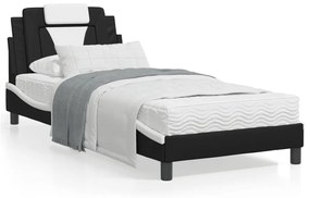 Letto con Materasso Nero e Bianco 90x200 cm in Similpelle