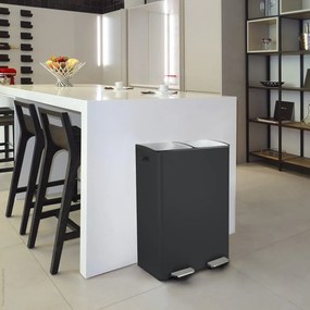 Cestino per la spazzatura nero opaco in acciaio per raccolta differenziata/con pedale 2x30 l Aliya – Spirella