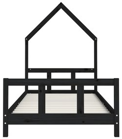 Giroletto per bambini nero 90x200 cm in legno massello di pino