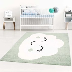 Tappeto da gioco per bambini verde pastello con nuvole dormienti Larghezza: 160 cm | Lunghezza: 220 cm