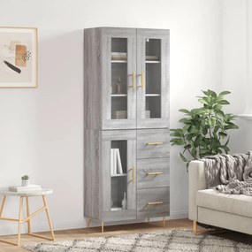 Credenza grigio sonoma 69,5x34x180 cm in legno multistrato