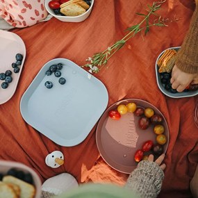 Mushie piatto quadrato, 2 pezzi - Blush