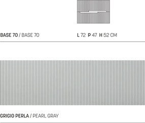 Mobile bagno sospeso 70 cm con 2 cassetti RIGHE Grigio Perla