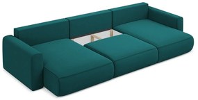 Divano angolare turchese allungabile/con contenitore (a U) con rivestimento in velluto Kapua – Makamii