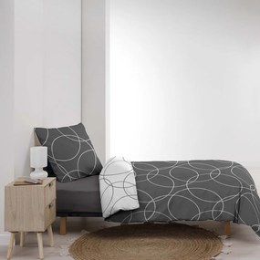 Biancheria da letto singola in microfibra grigia 140x200 cm Elton - douceur d'intérieur