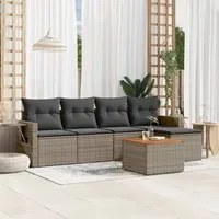 Set Divano da Giardino 6 pz con Cuscini Grigio in Polyrattan 3256872