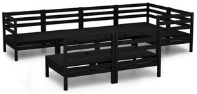 Set salotto da giardino 7 pz in legno massello di pino nero