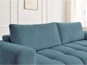 Divano blu allungabile e con contenitore rivestito in ciniglia 251 cm Fuji – Bobochic Paris