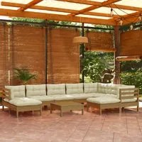 Set Divani da Giardino 10 pz con Cuscini Miele Legno di Pino cod mxl 42487