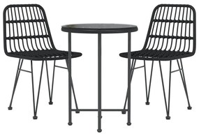 Set da pranzo da giardino 3 pz nero in polyrattan