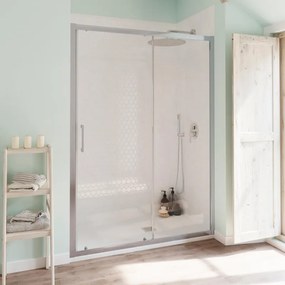 Porta doccia scorrevole L 166-170 cm x H 190 cm per nicchia in vetro trasparente SP. 6 mm, profilo lucido cromo, serie Bilbao