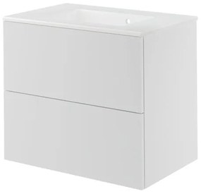 Mobile da bagno sospeso sotto lavabo L 75 x H 64 x P 48 cm bianco laccato, 2 cassetti SENSEA Neo