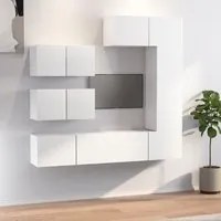 Set di Mobili Porta TV 6 pz Bianco in Legno Multistrato cod mxl 14746