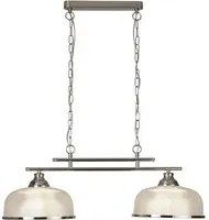 Lampadario Rustico-Country Bistrot Ii Acciaio Argento Vetro 2 Luci E27