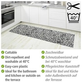 Tappetino da bagno in plastica grigio 65x200 cm Sassi - Wenko