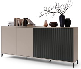 Comò RIMINI K-242 Beige Taupe/Nero Opaco - MODERNO MOBILE CON ANTE SCANALATE