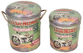 THEODORE - set di 2 pouf contenitore tondo poggiapiedi