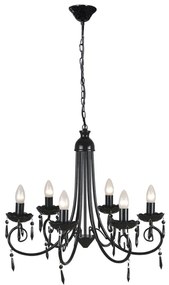 Lampada Da Soffitto Pendente Elegante Nera 6 Portalampade /