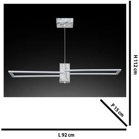 Lampadario LED design Sarita bianco, luce naturale 2500 lumen, NOVECENTO