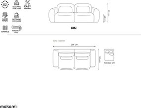 Divano grigio chiaro allungabile/con contenitore con rivestimento in velluto a coste 266 cm Kini – Makamii