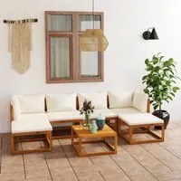 Set Divani da Giardino 7 pz con Cuscini Crema in Legno Acacia cod mxl 41684