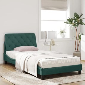 Letto con materasso verde scuro 100x200 cm in velluto