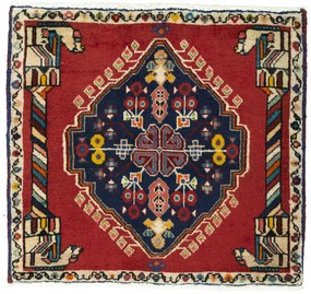 Shiraz Tappeto 70 x 60 Rosso (Iran) Annodato A Mano