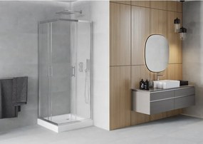Mexen Rio cabina doccia quadrata 70 x 70 cm, trasparente, cromo + piatto doccia Rio, bianco - 860-070-070-01-00-4510