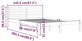 Telaio Letto in Legno Massello di Pino 140x200 cm Marrone Miele