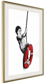 Poster  Banksy: Swinger  Cornice Quadri Cornice d'oro con passe-partout, Larghezza x Altezza Home decor 20x30