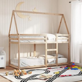 Letto A Castello Senza Materasso 90x200cm Massello Pino /