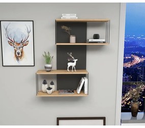 Scaffale a castello in pino decorato in antracite e naturale 65 cm Destan - Kalune Design