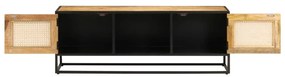 Mobile porta tv 110x30x40cm legno grezzo massello mango e ferro