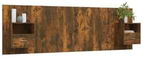 Testiera Letto con Comodini Rovere Fumo in Legno Multistrato