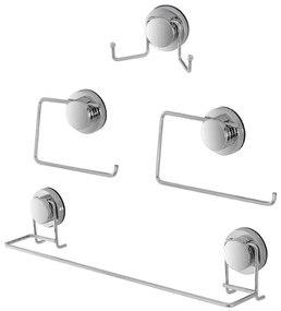 Set accessori a muro 4 pezzi in acciaio fissaggio con ventosa   Dinamik