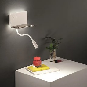 Applique STAN 20 cm in metallo con retroilluminazione LED e caricatore Usb Bianco