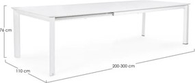 Tavolo Allungabile In Alluminio Bianco Per Esterni 110x200-300 Konnor Bizzotto