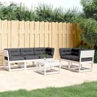 Set Divani Giardino 5pz con Cuscini Bianco Legno Massello Pinocod mxl 90361