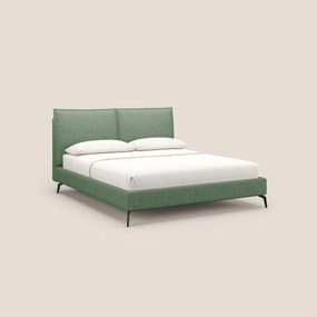 Cloe letto imbottito con piedi in metallo sfoderabile in tessuto fiammato impermeabile T06 verde