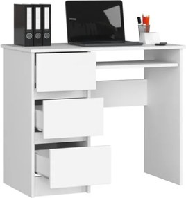 Scrivania 90x50 Con 3 Cassetti Laterali A Sinistra Artika Bianca