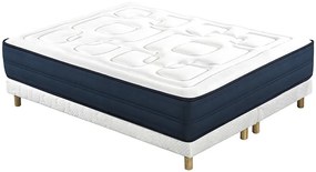 Basi per materasso tessuto bianco piedini legno 90 x 200 cm (set di 2) JAMI