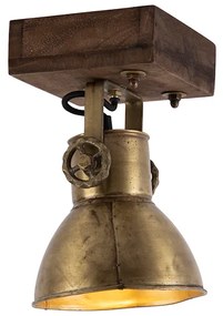 Faretto da soffitto industriale in bronzo con legno 18 cm - Mangoes