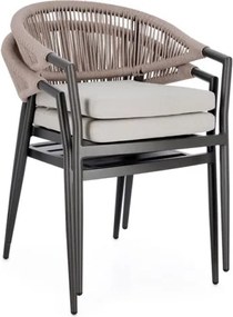 Sedia Da Esterno Impilabile Con Braccioli In Alluminio E Corda Millor Antracite E Khaki Bizzotto